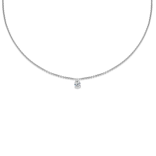 0.30 CT Pear Solitaire Lab Grown Diamond Necklace.