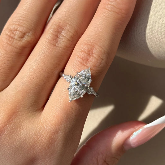 3 CT Marquise Three Stone Lab-Grown Diamond Engagement Ring.