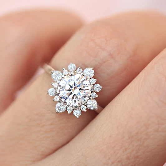 1.5 CT Round Lab-Grown Diamond Ring – Halo Engagement Ring, Maximum Fire & Sparkle.