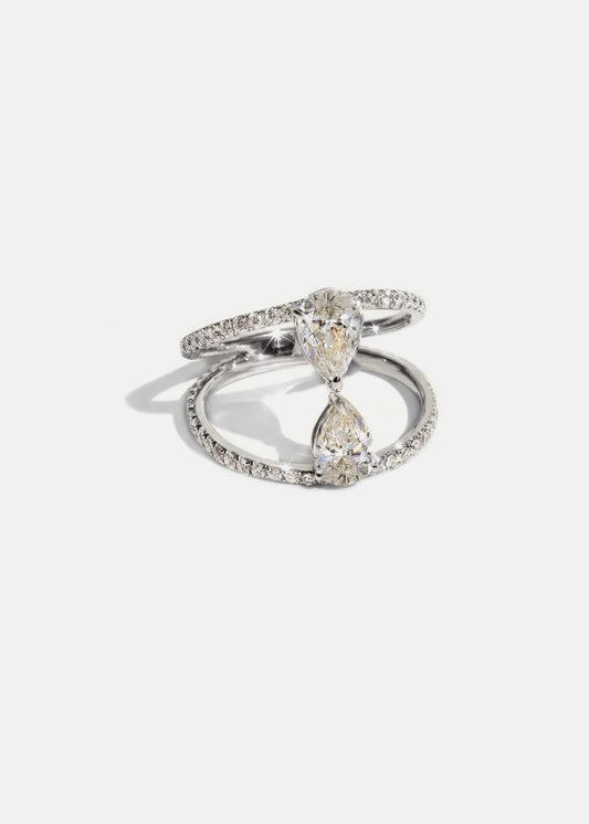1.4 CT Pear Pave and Split Shank Lab Grown Diamond Engagement Ring.