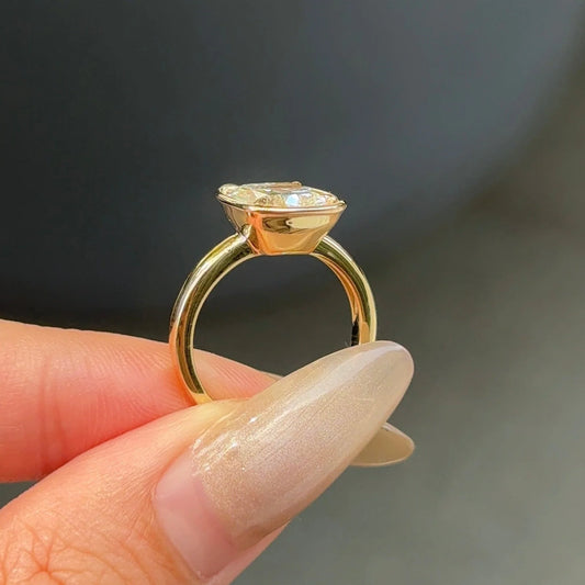 3.1 CT Elongated Cushion Hidden Halo Lab Grown Diamond Engagement Ring.