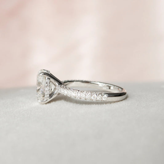 3 CT Oval Hidden Halo & Pave Moissanite Engagement Ring.