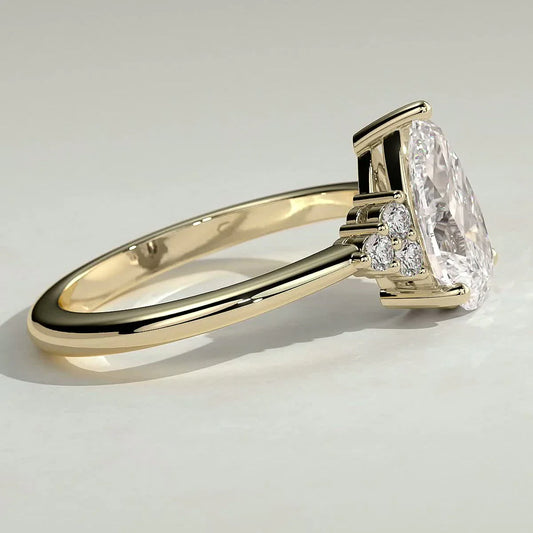 2 CT Pear Cluster Lab Grown Diamond Engagement Ring.