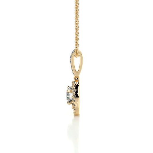 0.50 CT Round Double Halo Lab Grown Diamond Necklace.
