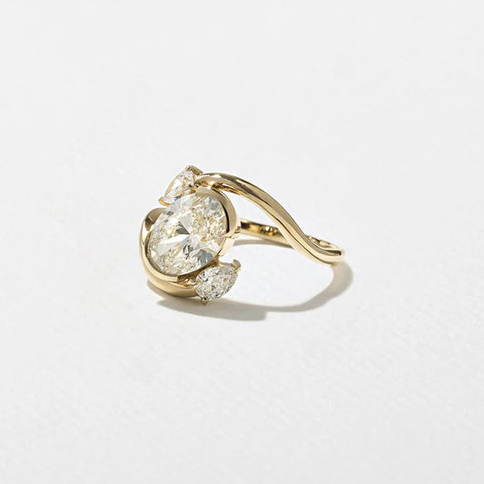 1.55 CT Oval Three Stone Lab Grown Diamond Engagement Ring.