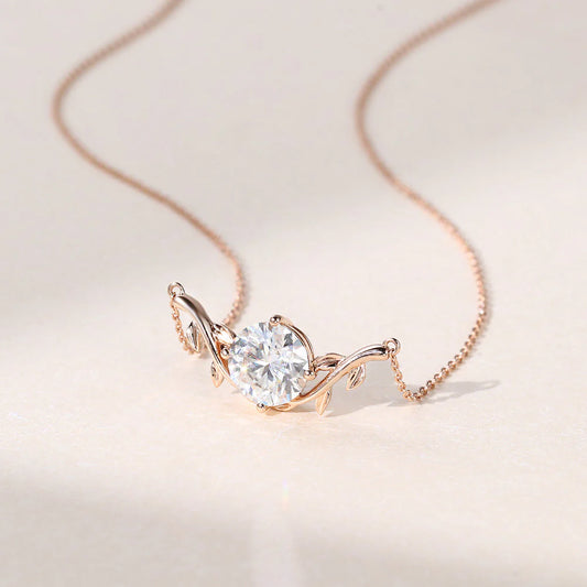 2.0 CT Round Moissanite Solitaire Pendant Necklace in Solid Gold