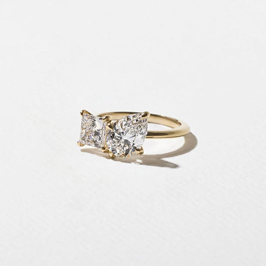 2.6 CT Pear and Princess Toi Et Moi Lab Grown Diamond Engagement Ring.