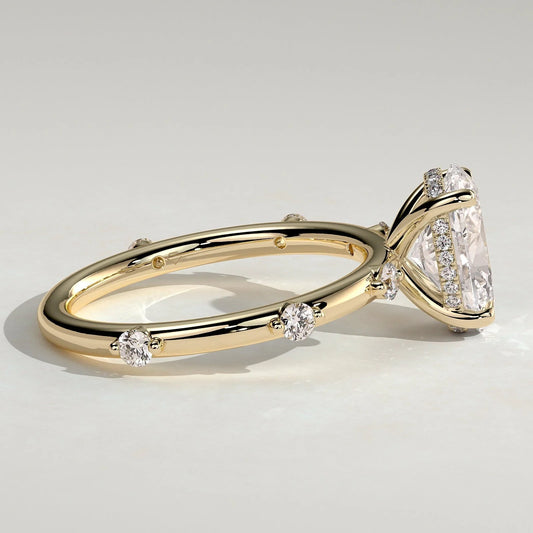 2.38 CT Oval Dainty Pave Lab Grown Diamond Engagement Ring