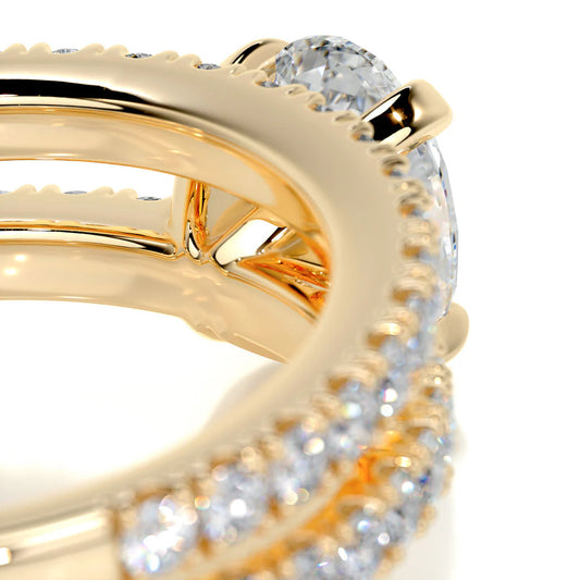 1.00 CT Oval Cut Pave Lab-Grown Diamond Bridal Ring Set in Gold