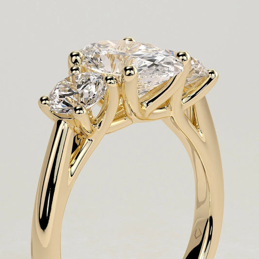 2 CT Oval Three Stone Lab Grown Diamond Engagement Ring.