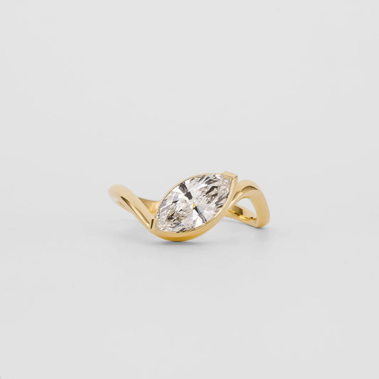 1.10 CT Marquise Half Bezel Lab-Grown Diamond Engagement Ring