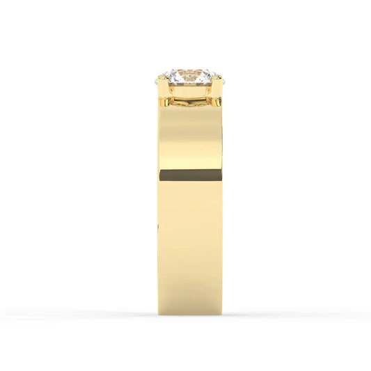 Men’s 1.0 CT Round Moissanite Solitaire Wedding Band with Hidden Diamond Design in Gold