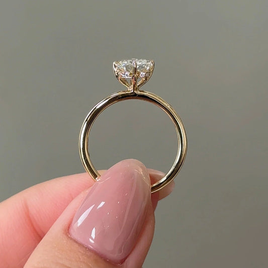 2.09 CT Elongated Cushion Hidden Halo Lab Grown Diamond Engagement Ring.