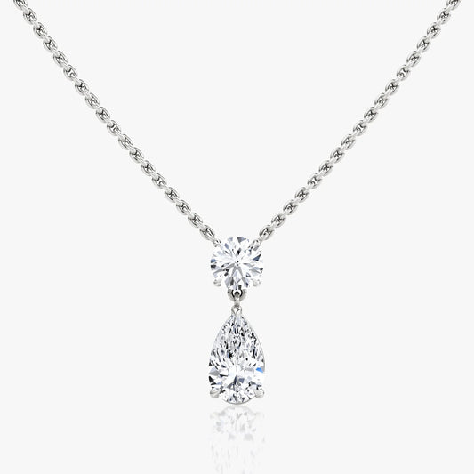 1.50 TCW Pear & Round Lab-Grown Diamond Necklace – Elegant Dual Stone Pendant