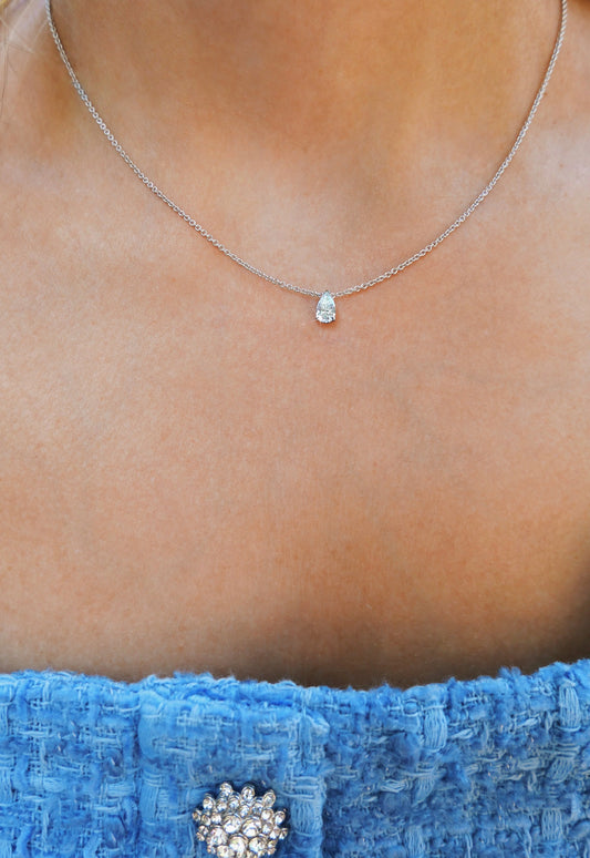 0.30 CT Pear Solitaire Lab Grown Diamond Necklace.
