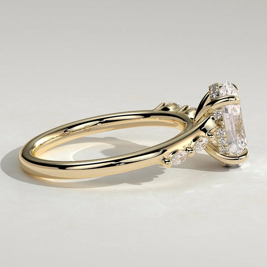 2 CT Oval Hidden Halo & Pave Lab Grown Diamond Engagement Ring.