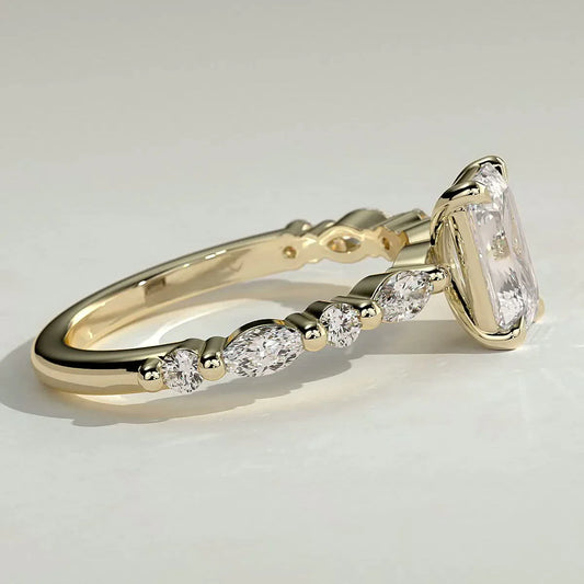 2 CT Emerald Pave Lab Grown Diamond Engagement Ring.