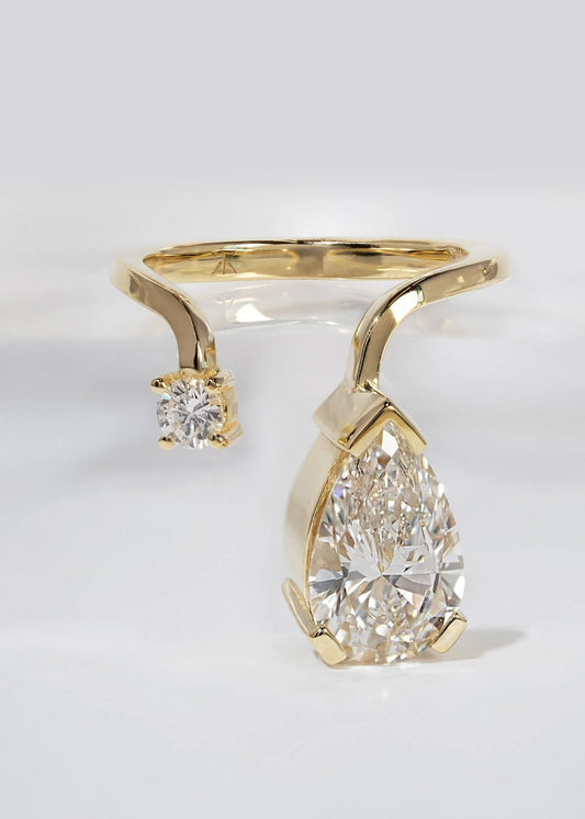 2.02 CT Pear and Round Toi Et Moi Lab Grown Diamond Engagement Ring.