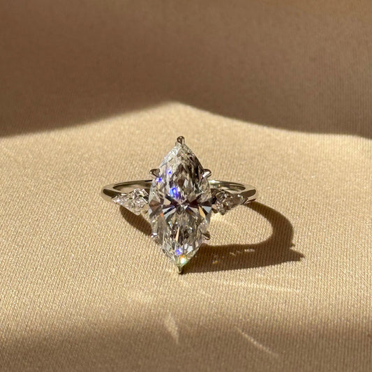 3 CT Marquise Three Stone Lab-Grown Diamond Engagement Ring.