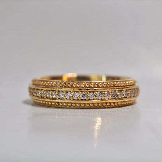 Round Moissanite Milgrain Men's Wedding Band in Gold (0.5 TCW)