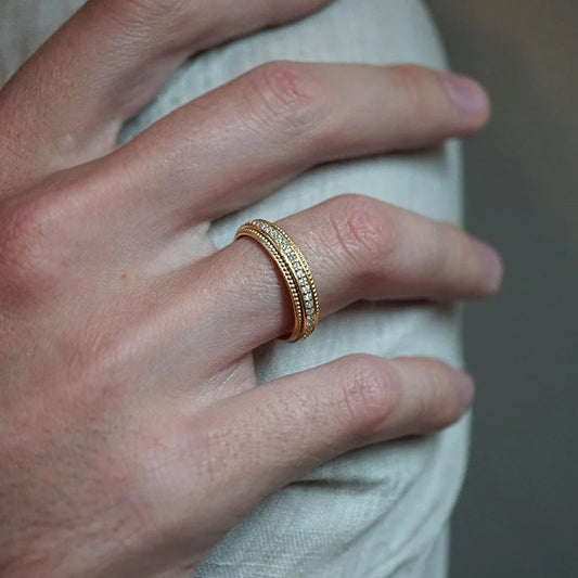 Round Moissanite Milgrain Men's Wedding Band in Gold (0.5 TCW)