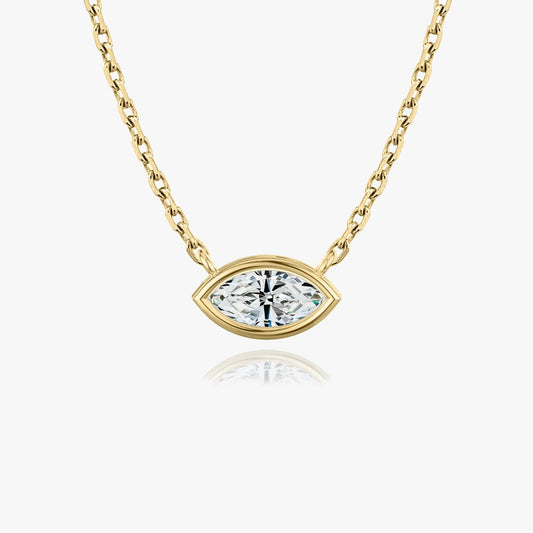 1.0 CT Marquise Cut Bezel Set Lab Grown Diamond Solitaire Necklace.